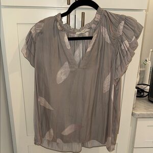 Chic Gray Ruffle Sleeve Blouse